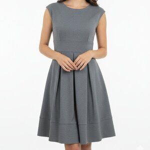 DESIGN COLLECTIVE Women's fitted and flared grey dress with gold back zipper – S